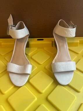 Nine West Off-White Open-Toe Ankle Strap Heels